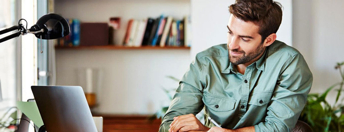 man working on computer