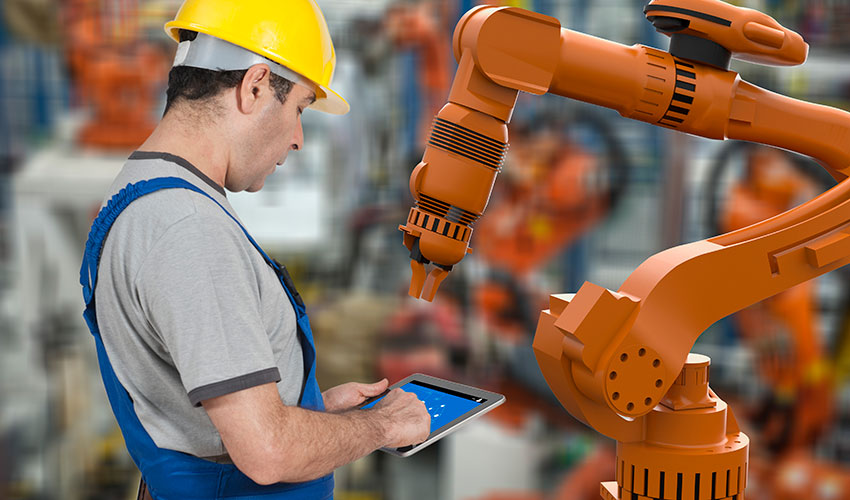 factory worker robotic arm