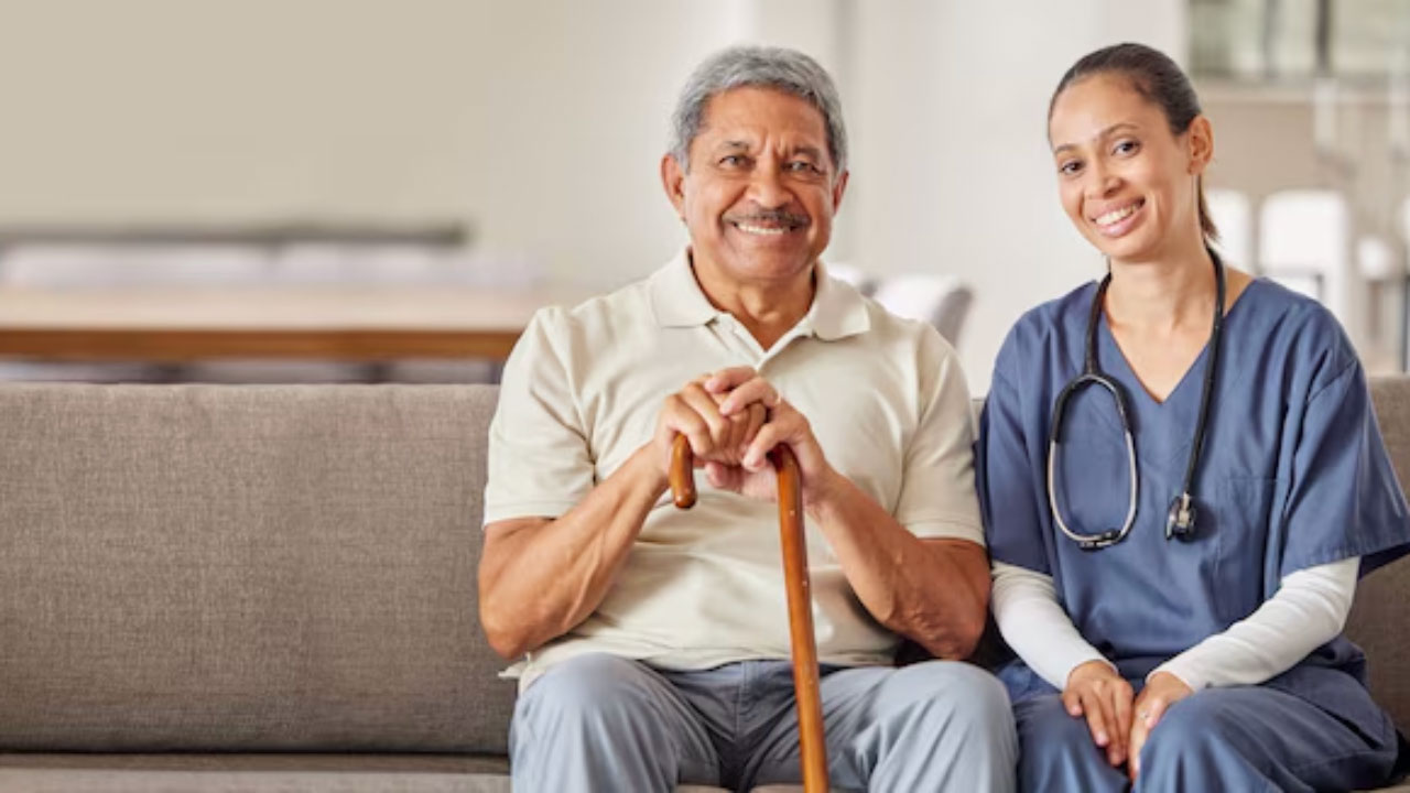 senior patient with nurse