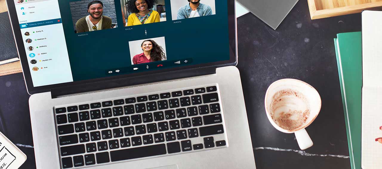 video call on a laptop