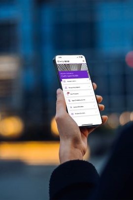 woman looking at chubb mobile app on cell phone